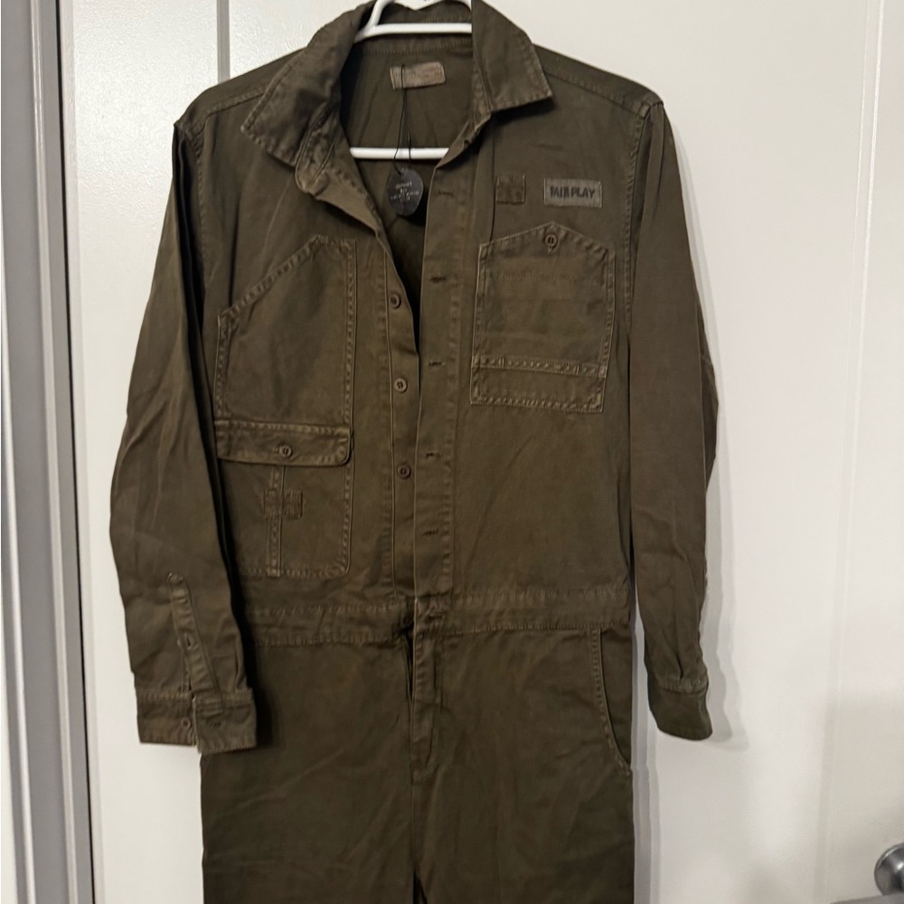 Zara Olive Utility One-Piece Jumpsuit for Kids